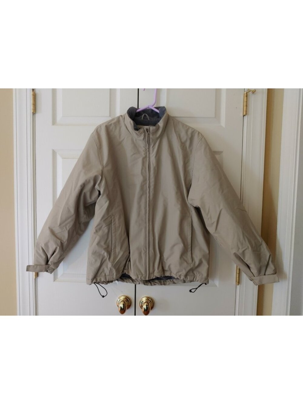 Youth Boy Lands End Thermacheck Fleece Lined Tan Winter Coat Size XL 18/20